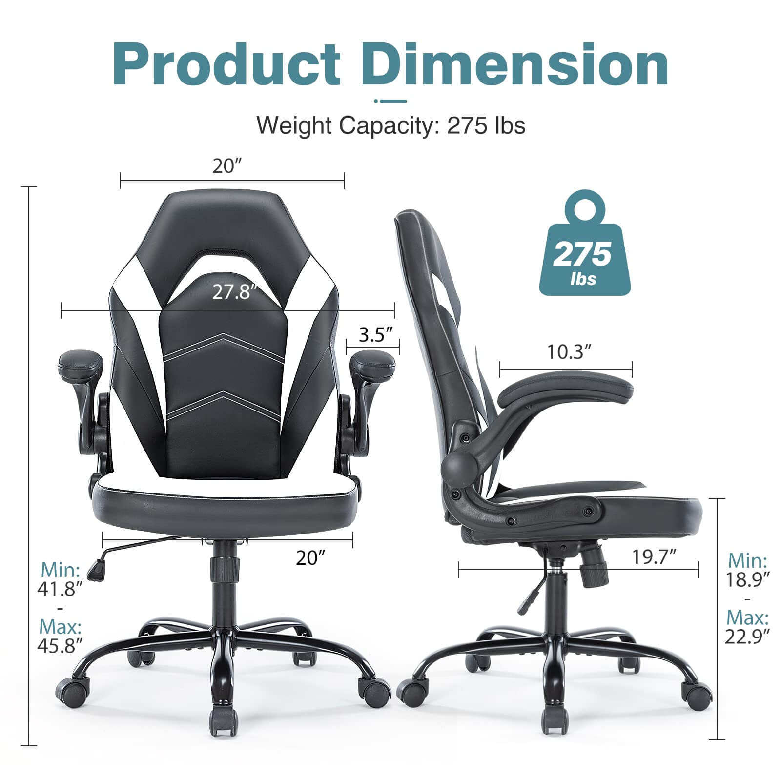 PU Leather Ergonomic Gaming Chair with Flip-up Armrests and Lumbar Support--Bedroom,Bedroom Chair,Home Office,Home Office Chair,Office,Office chair,Office Chair1