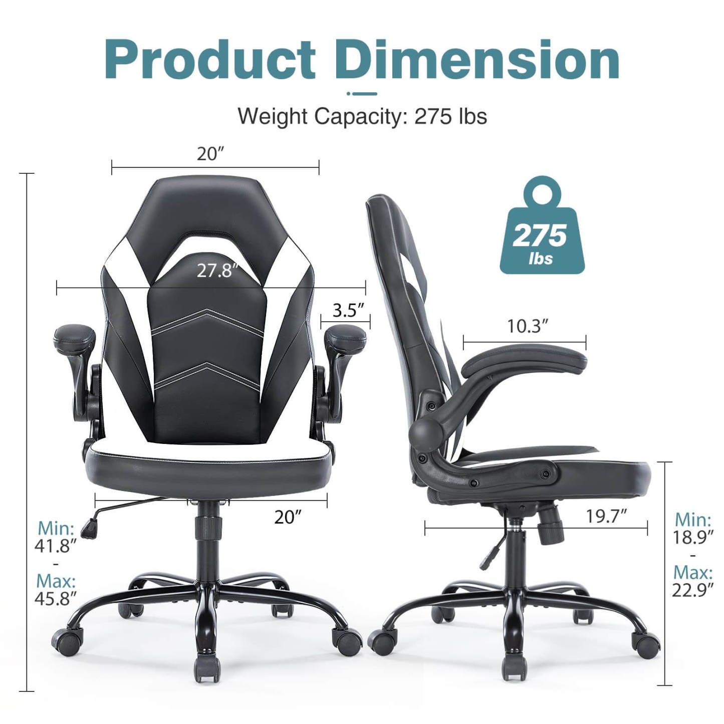 PU Leather Ergonomic Gaming Chair with Flip-up Armrests and Lumbar Support--Bedroom,Bedroom Chair,Home Office,Home Office Chair,Office,Office chair,Office Chair1