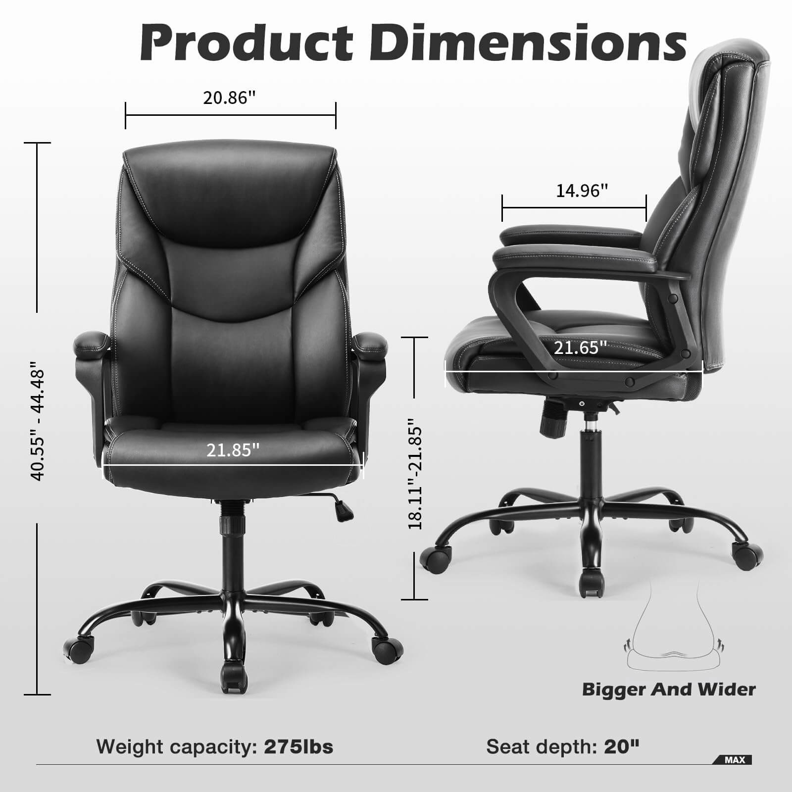 PU Leather Office Chair with Adjustable Flip-up Armrest,Lumbar Support, Strong Metal Base--Bedroom,Bedroom Chair,Home Office,Home Office Chair,Office,Office chair,Office Chair1
