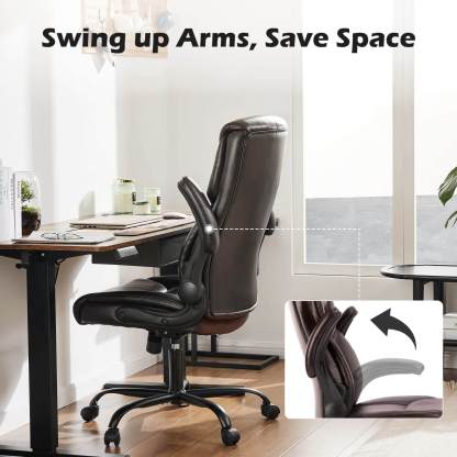 PU Leather Office Chair with Adjustable Flip-up Armrest,Lumbar Support, Strong Metal Base--Bedroom,Bedroom Chair,Home Office,Home Office Chair,Office,Office chair,Office Chair1