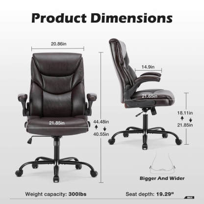 PU Leather Office Chair with Adjustable Flip-up Armrest,Lumbar Support, Strong Metal Base--Bedroom,Bedroom Chair,Home Office,Home Office Chair,Office,Office chair,Office Chair1