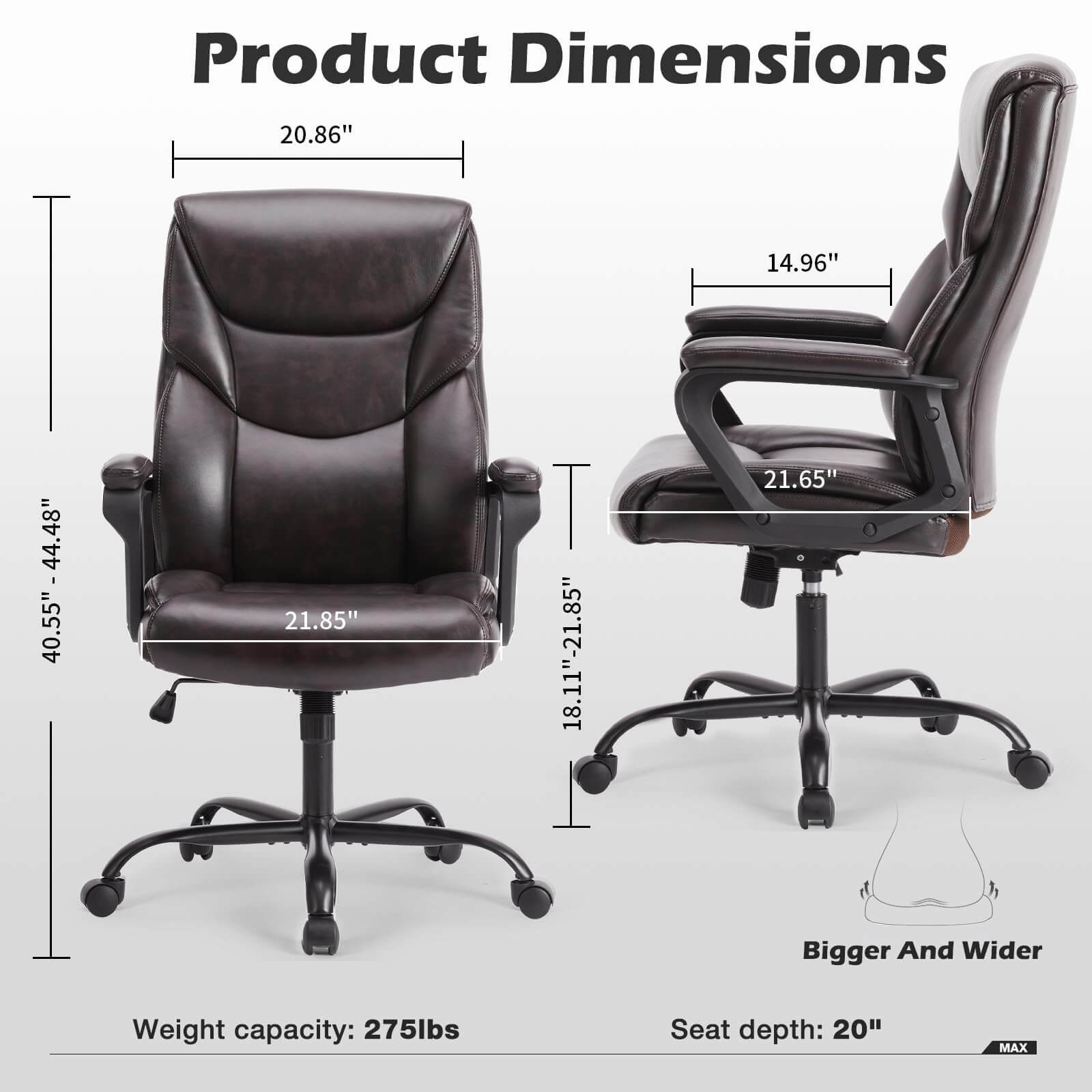 PU Leather Office Chair with Adjustable Flip-up Armrest,Lumbar Support, Strong Metal Base--Bedroom,Bedroom Chair,Home Office,Home Office Chair,Office,Office chair,Office Chair1