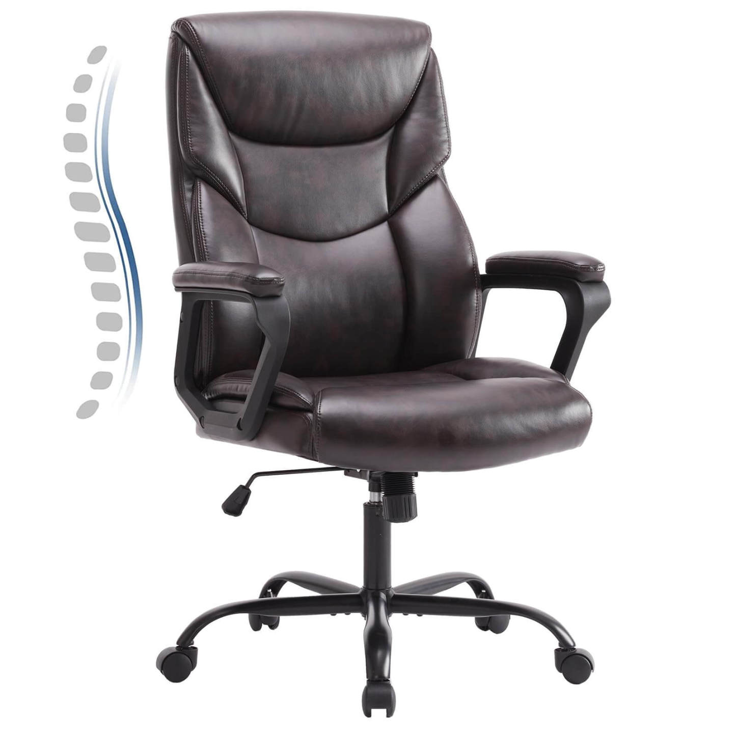 PU Leather Office Chair with Adjustable Flip-up Armrest,Lumbar Support, Strong Metal Base--Bedroom,Bedroom Chair,Home Office,Home Office Chair,Office,Office chair,Office Chair1