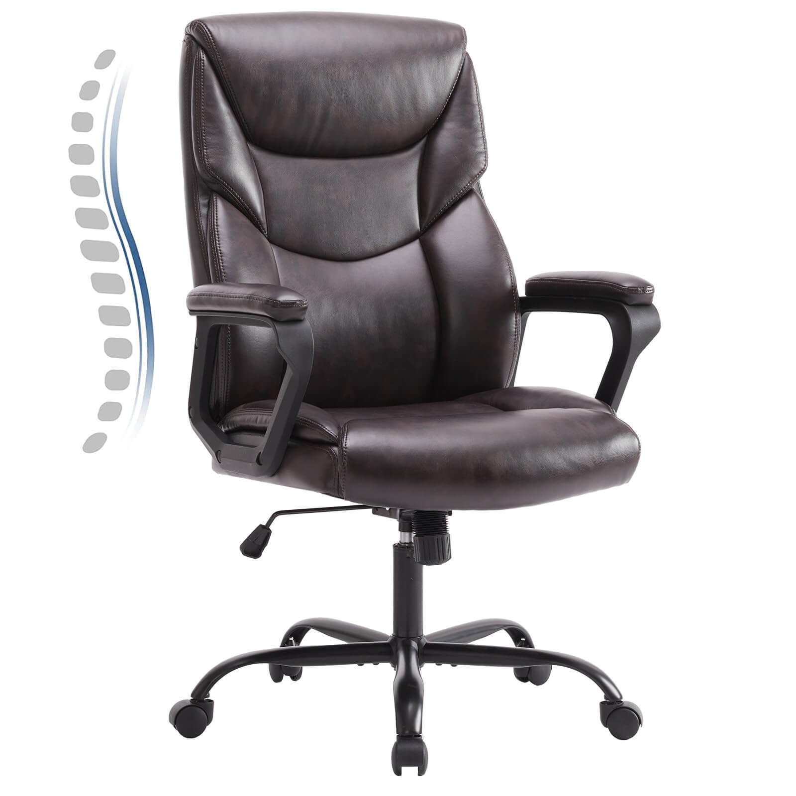 PU Leather Office Chair with Adjustable Flip-up Armrest,Lumbar Support, Strong Metal Base--Bedroom,Bedroom Chair,Home Office,Home Office Chair,Office,Office chair,Office Chair1