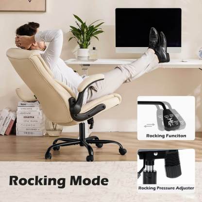 PU Leather Office Chair with Adjustable Flip-up Armrest,Lumbar Support, Strong Metal Base--Bedroom,Bedroom Chair,Home Office,Home Office Chair,Office,Office chair,Office Chair1