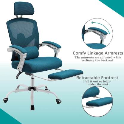 Retractable Footrest Ergonomic Swivel Office Chair with Lumbar Support Pillow and Padded Armrests--Bedroom,Bedroom Chair,Home Office,Home Office Chair,Office,Office chair,Office Chair1