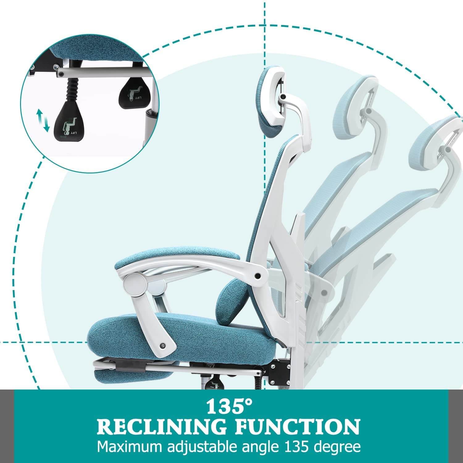 Retractable Footrest Ergonomic Swivel Office Chair with Lumbar Support Pillow and Padded Armrests--Bedroom,Bedroom Chair,Home Office,Home Office Chair,Office,Office chair,Office Chair1