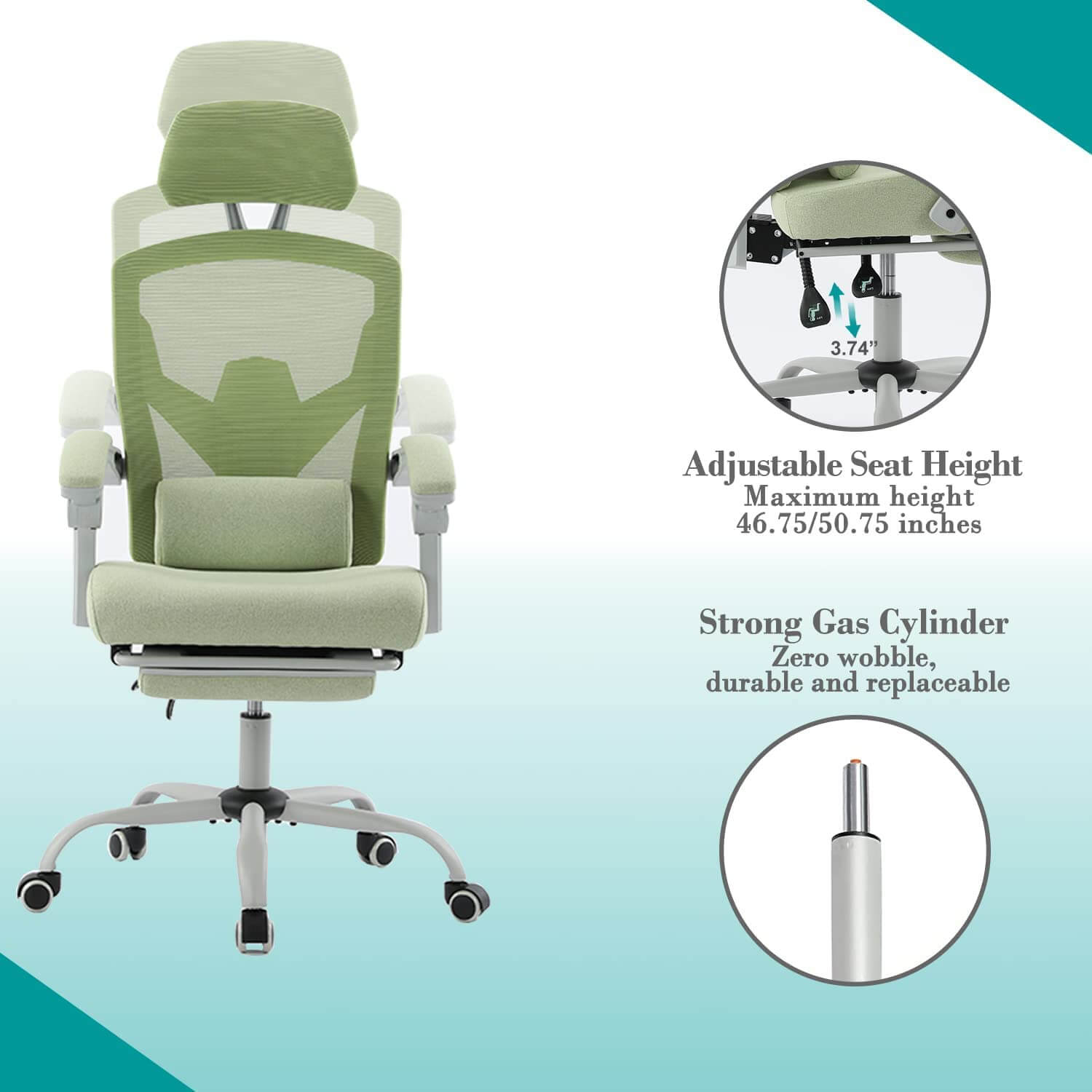 Retractable Footrest Ergonomic Swivel Office Chair with Lumbar Support Pillow and Padded Armrests--Bedroom,Bedroom Chair,Home Office,Home Office Chair,Office,Office chair,Office Chair1