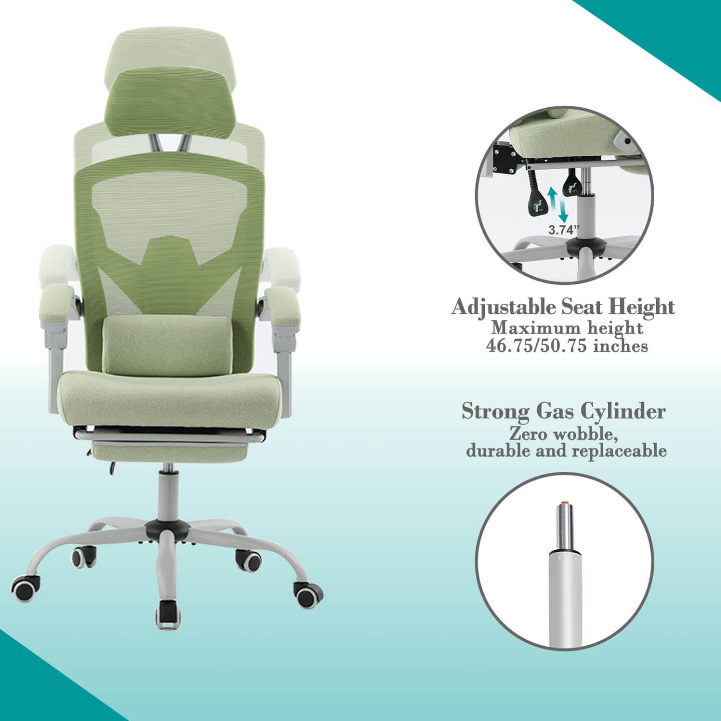 Retractable Footrest Ergonomic Swivel Office Chair with Lumbar Support Pillow and Padded Armrests--Bedroom,Bedroom Chair,Home Office,Home Office Chair,Office,Office chair,Office Chair1