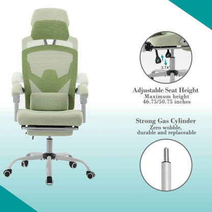 Retractable Footrest Ergonomic Swivel Office Chair with Lumbar Support Pillow and Padded Armrests--Bedroom,Bedroom Chair,Home Office,Home Office Chair,Office,Office chair,Office Chair1