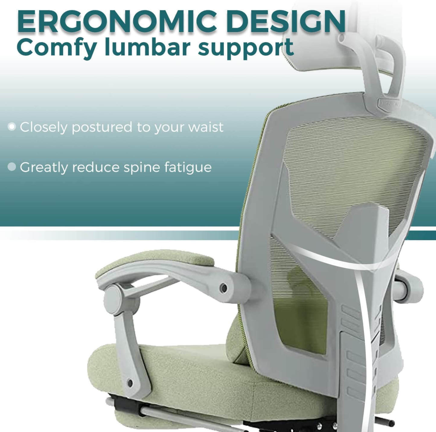 Retractable Footrest Ergonomic Swivel Office Chair with Lumbar Support Pillow and Padded Armrests--Bedroom,Bedroom Chair,Home Office,Home Office Chair,Office,Office chair,Office Chair1