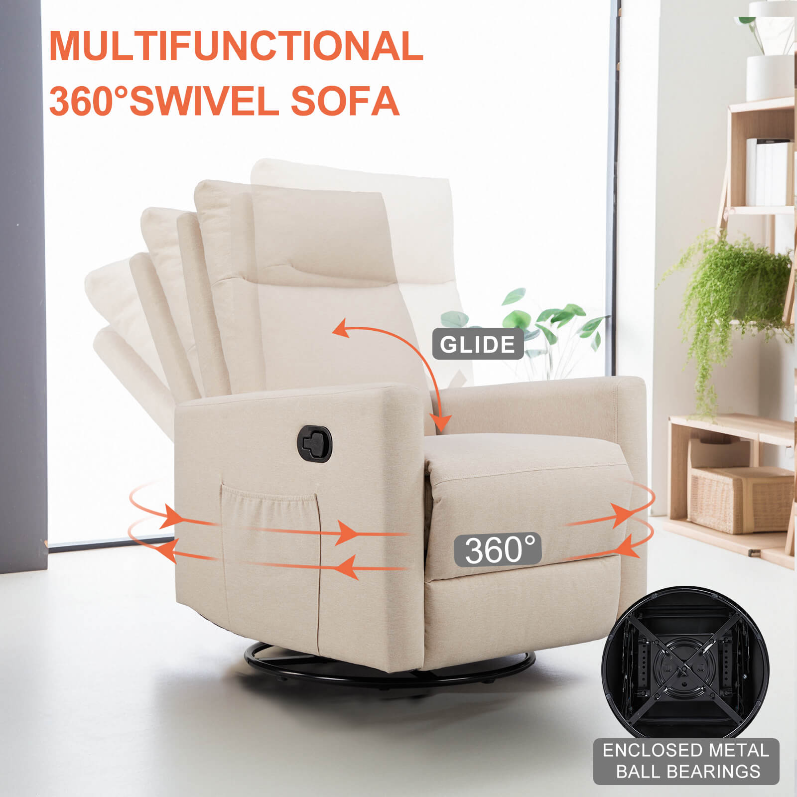 Rocking Chair Nursery, Swivel Rocker Recliner Chair, Nursery Rocking Chairs, Manual Upholstered Seating Recliner--Bedroom,Bedroom Chair,Living Room,Living Room Chair,Recliner Chair