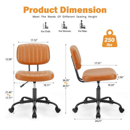 Adjustable Height 360° Rolling Swivel Computer Task Chair without Arm--Home Office,Home Office Chair,Living Room,Living Room Chair,Office,Office chair,Office Chair1