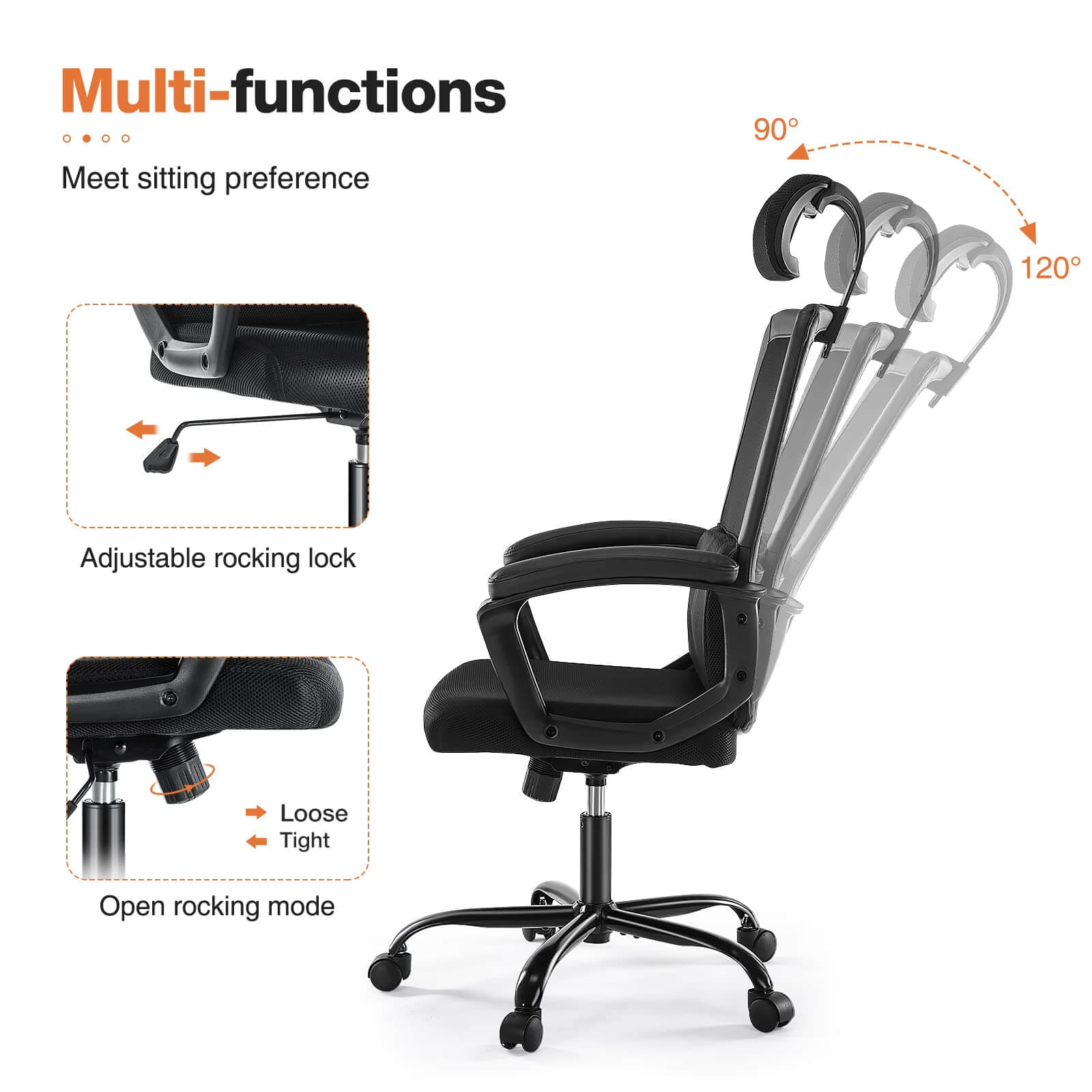 High Back Ergonomic Swivel Office Chair with Adjustable Headrest and Lumbar Support--Bedroom,Bedroom Chair,Home Office,Home Office Chair,Office,Office chair,Office Chair1