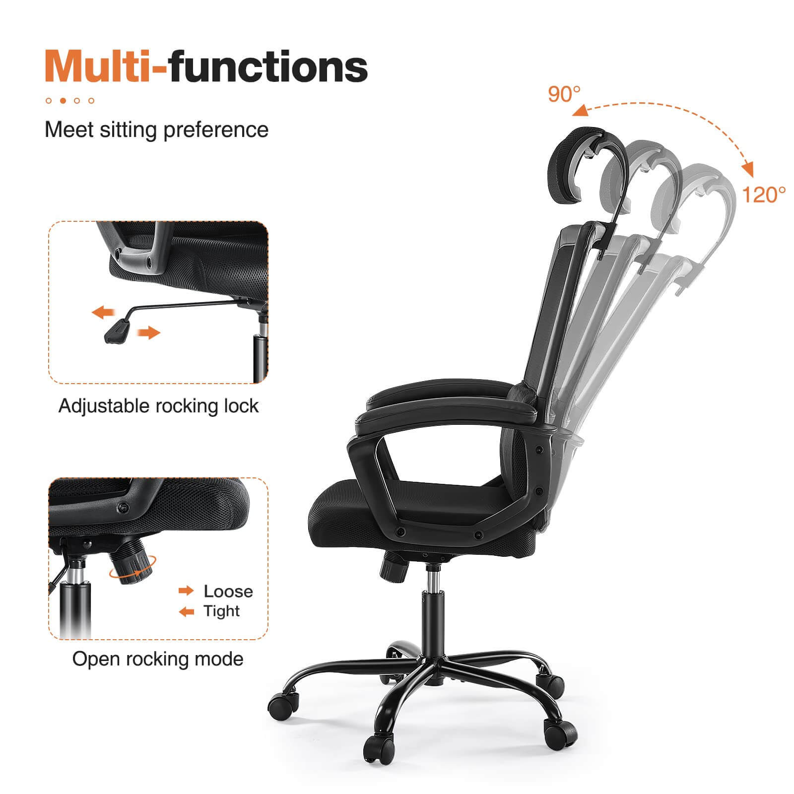 High Back Ergonomic Swivel Office Chair with Adjustable Headrest and Lumbar Support--Bedroom,Bedroom Chair,Home Office,Home Office Chair,Office,Office chair,Office Chair1