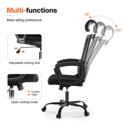 High Back Ergonomic Swivel Office Chair with Adjustable Headrest and Lumbar Support--Bedroom,Bedroom Chair,Home Office,Home Office Chair,Office,Office chair,Office Chair1