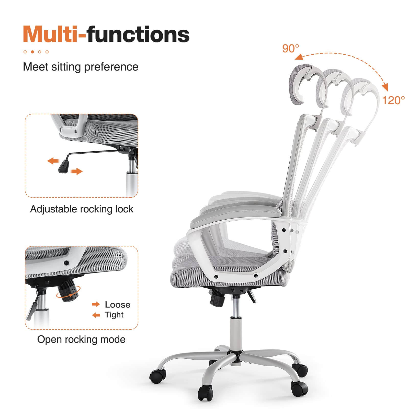 High Back Ergonomic Swivel Office Chair with Adjustable Headrest and Lumbar Support--Bedroom,Bedroom Chair,Home Office,Home Office Chair,Office,Office chair,Office Chair1