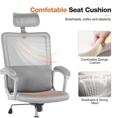 High Back Ergonomic Swivel Office Chair with Adjustable Headrest and Lumbar Support--Bedroom,Bedroom Chair,Home Office,Home Office Chair,Office,Office chair,Office Chair1