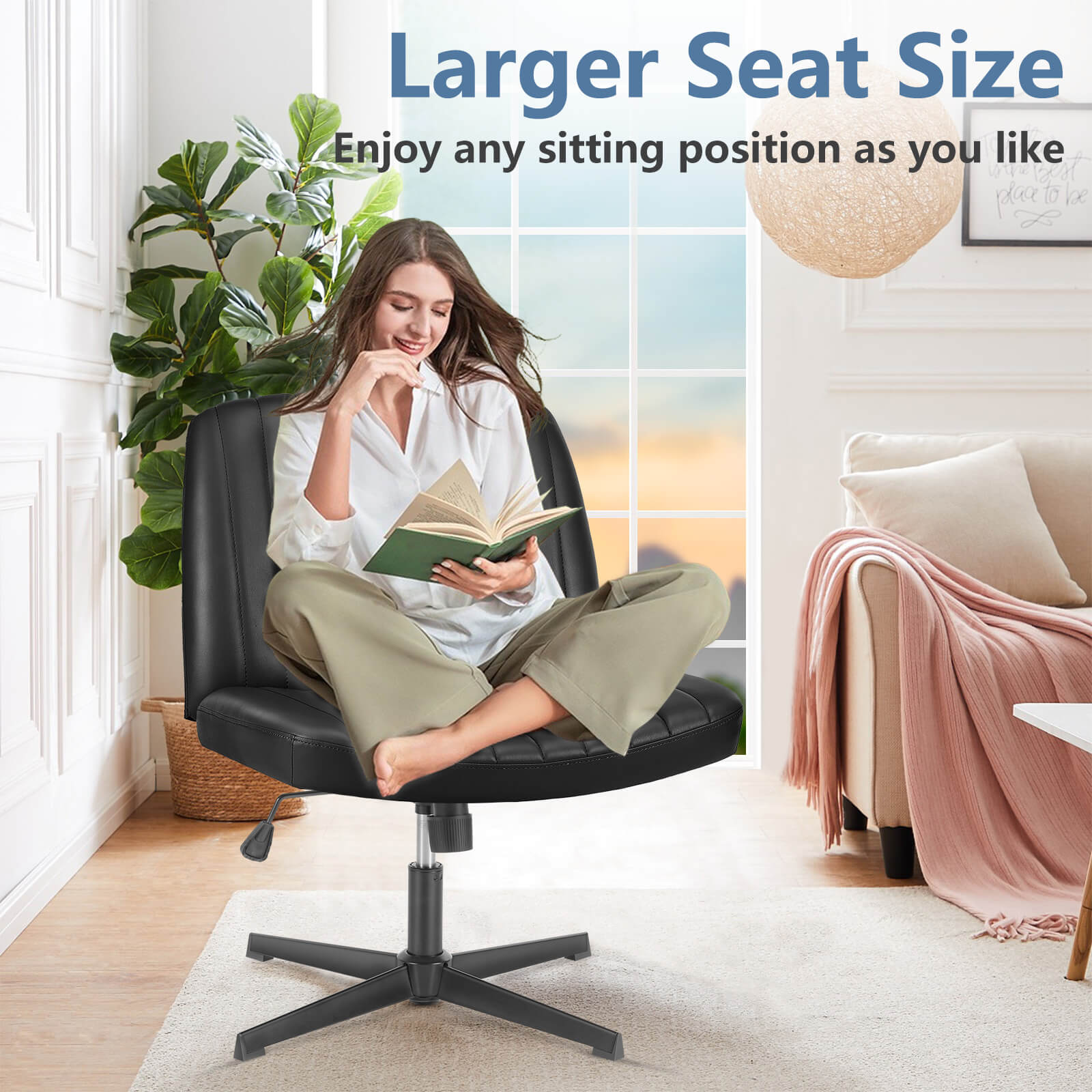 SWEETCRISPY Cross-Legged Chair,No Wheels Armless Swivel Home Office Chair--Best Sellers,Bedroom,Bedroom Chair,Home Office,Home Office Chair,Office,Office chair,Office Chair1