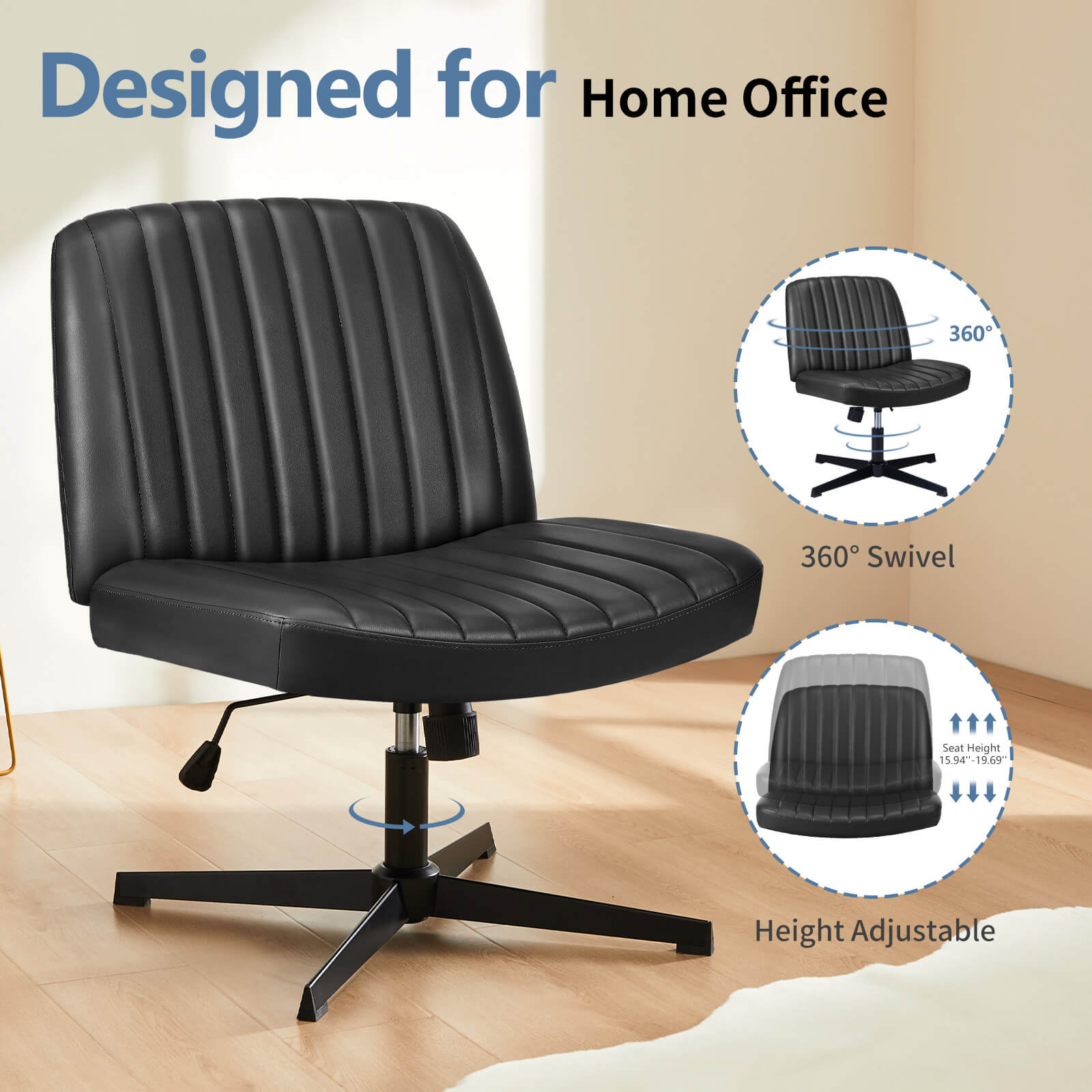 SWEETCRISPY Cross-Legged Chair,No Wheels Armless Swivel Home Office Chair--Best Sellers,Bedroom,Bedroom Chair,Home Office,Home Office Chair,Office,Office chair,Office Chair1