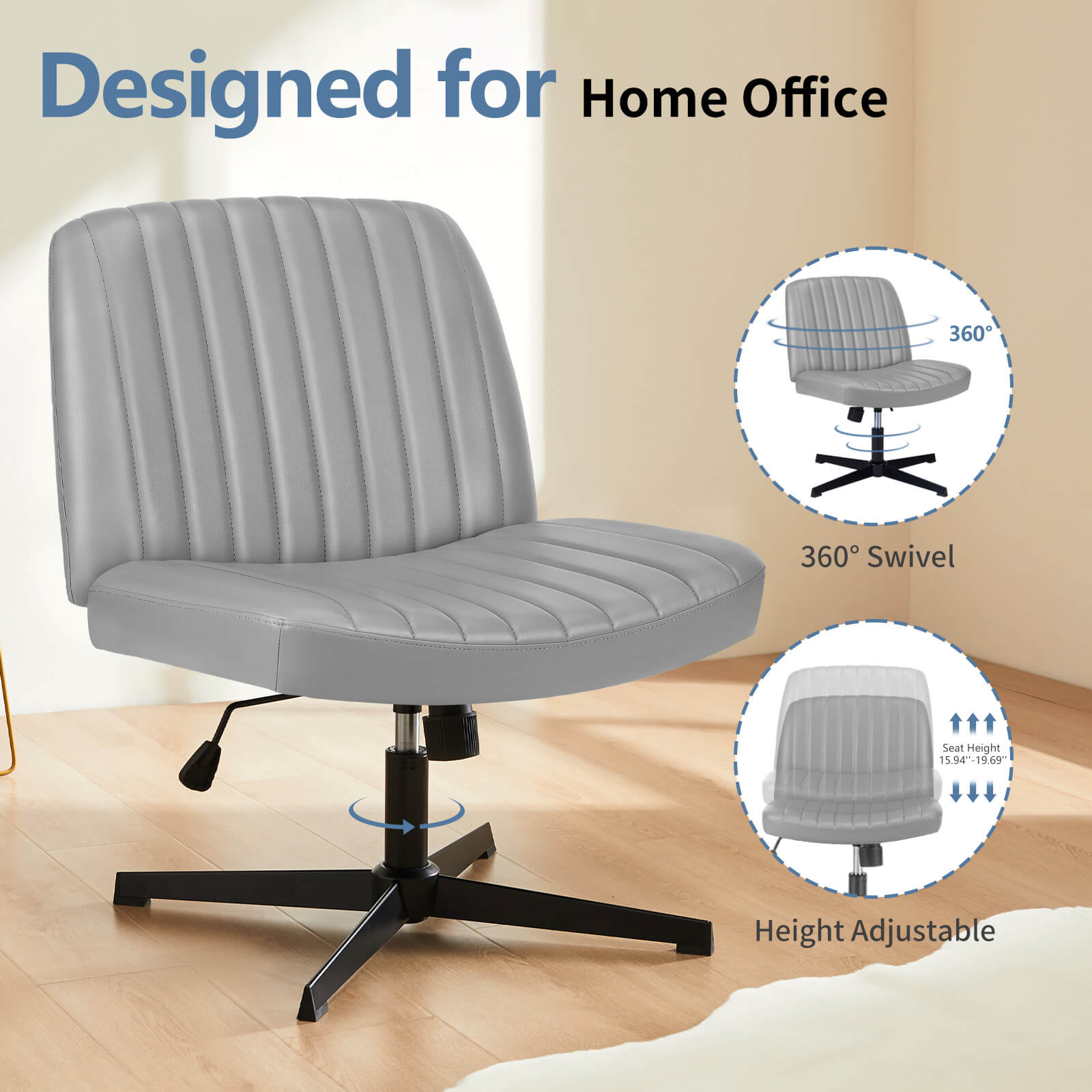 SWEETCRISPY Cross-Legged Chair,No Wheels Armless Swivel Home Office Chair--Best Sellers,Bedroom,Bedroom Chair,Home Office,Home Office Chair,Office,Office chair,Office Chair1