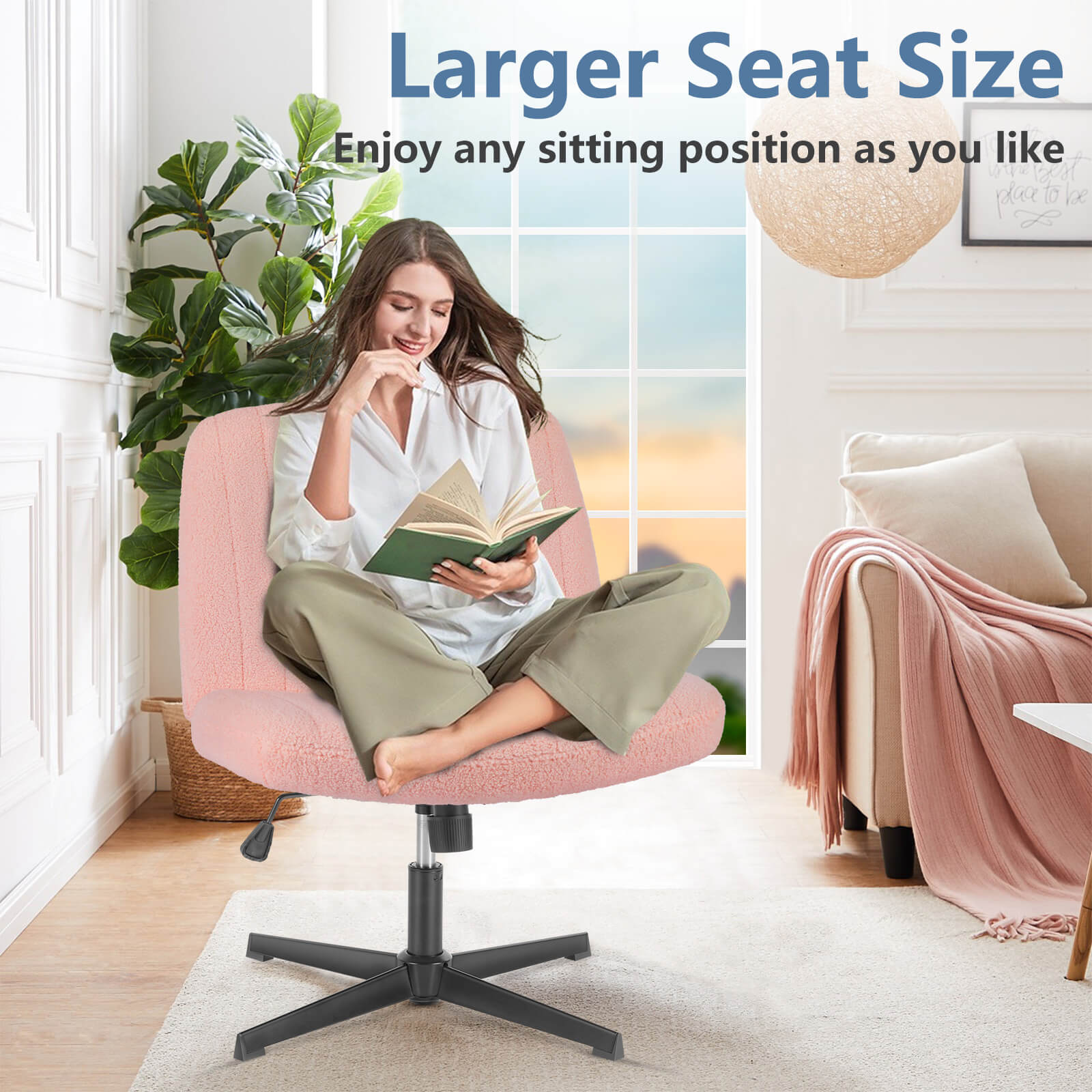 SWEETCRISPY Cross-Legged Chair,No Wheels Armless Swivel Home Office Chair--Best Sellers,Bedroom,Bedroom Chair,Home Office,Home Office Chair,Office,Office chair,Office Chair1