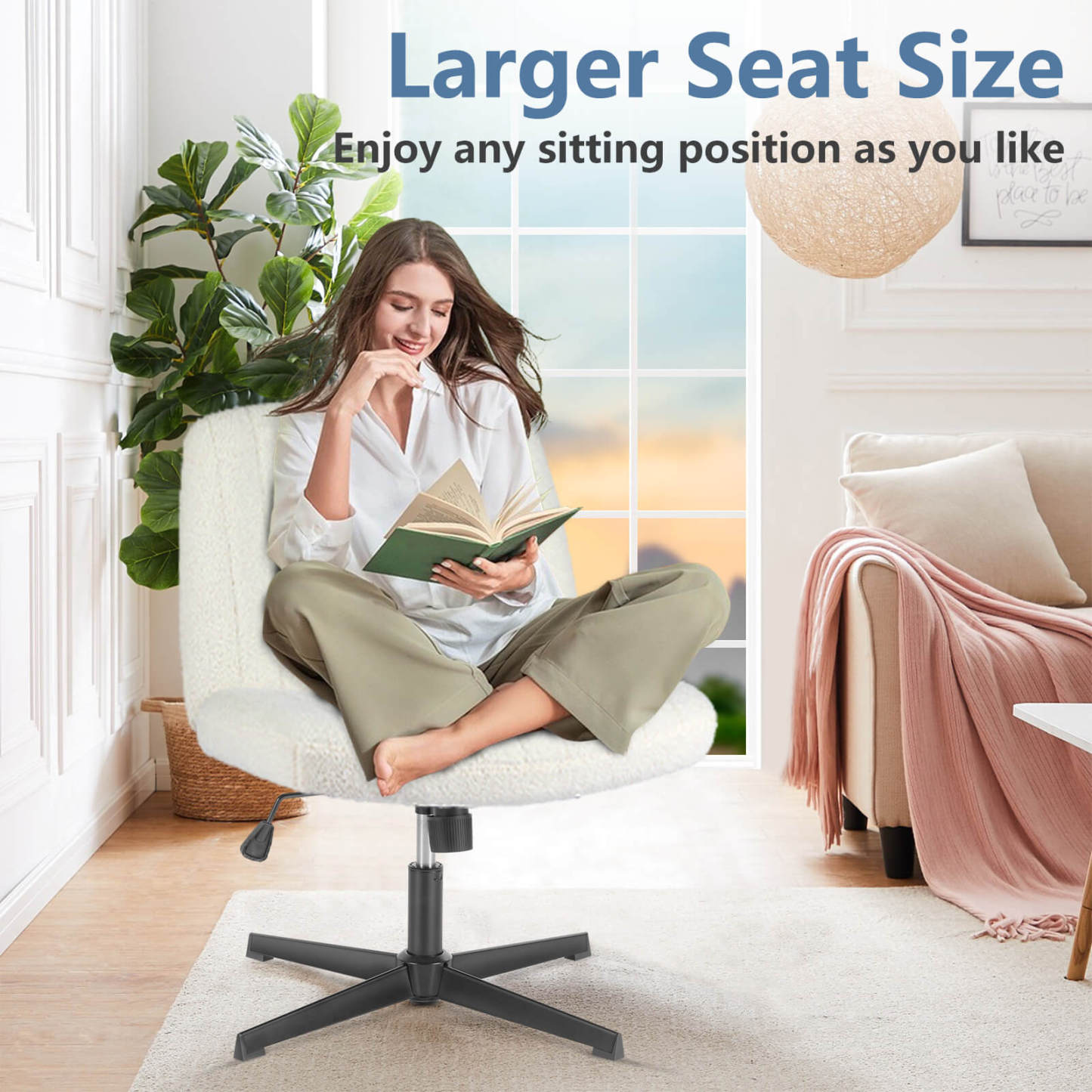 SWEETCRISPY Cross-Legged Chair,No Wheels Armless Swivel Home Office Chair--Best Sellers,Bedroom,Bedroom Chair,Home Office,Home Office Chair,Office,Office chair,Office Chair1