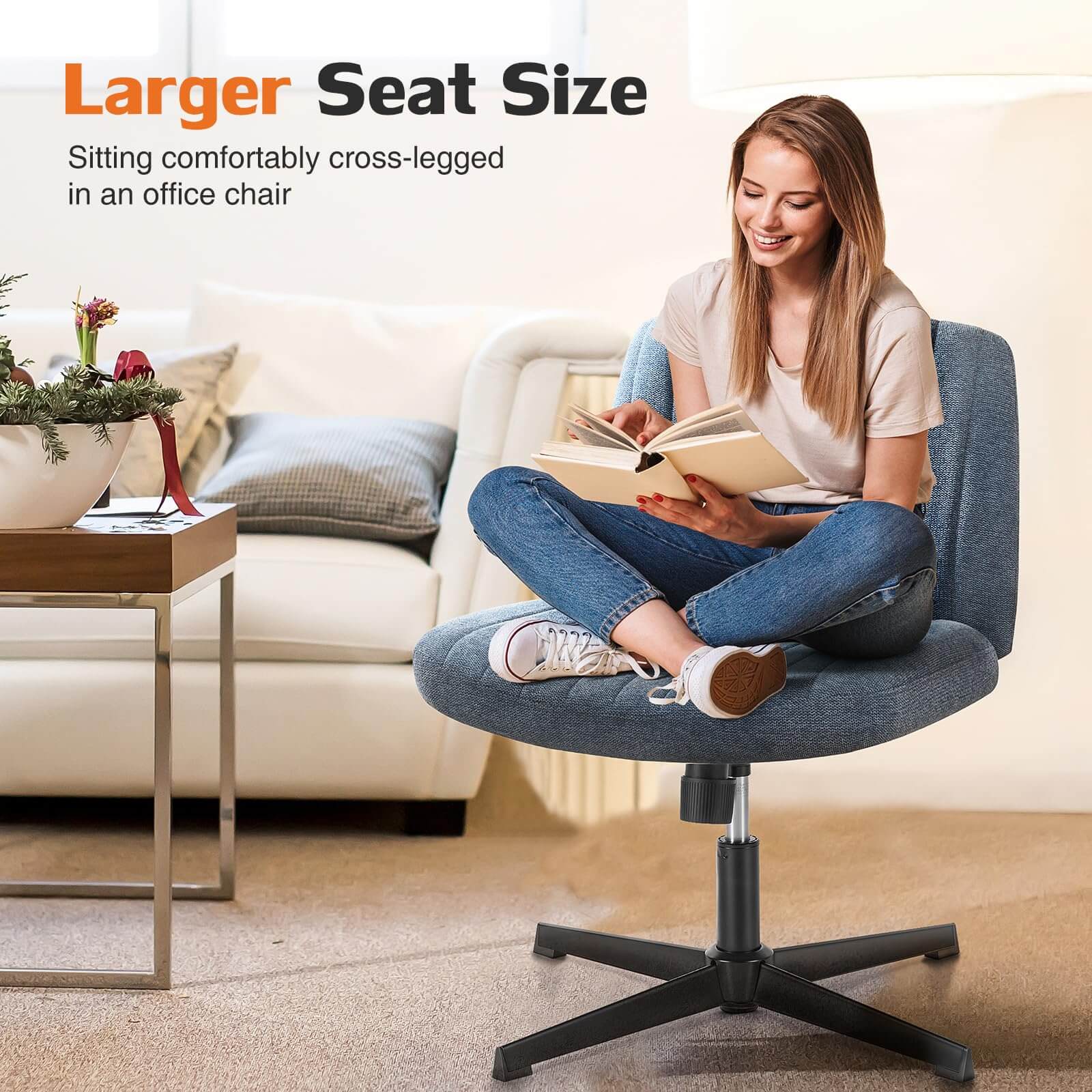 SWEETCRISPY Cross-Legged Chair,No Wheels Armless Swivel Home Office Chair--Best Sellers,Bedroom,Bedroom Chair,Home Office,Home Office Chair,Office,Office chair,Office Chair1