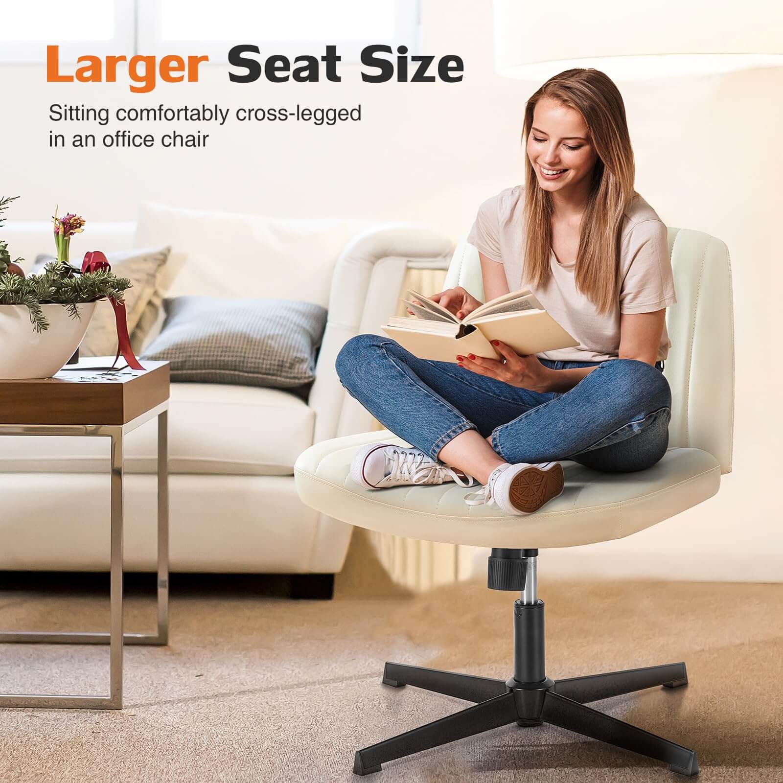 SWEETCRISPY Cross-Legged Chair,No Wheels Armless Swivel Home Office Chair--Best Sellers,Bedroom,Bedroom Chair,Home Office,Home Office Chair,Office,Office chair,Office Chair1