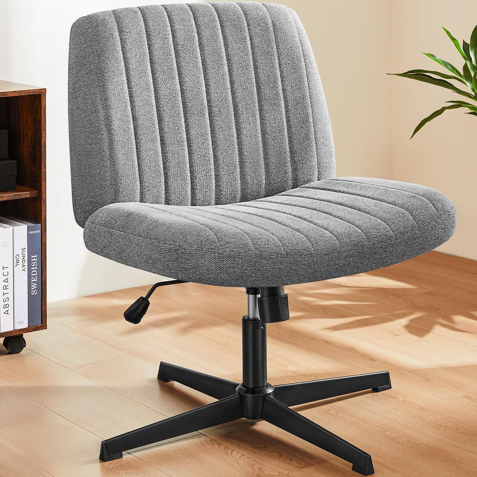 SWEETCRISPY Cross-Legged Chair,No Wheels Armless Swivel Home