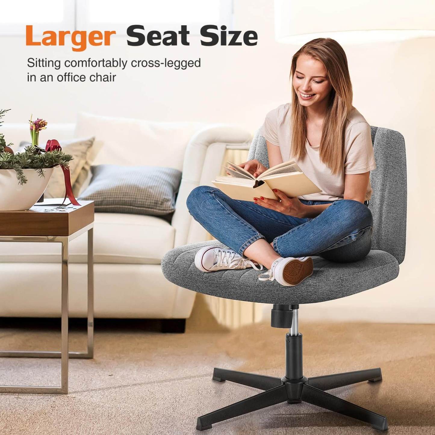 SWEETCRISPY Cross-Legged Chair,No Wheels Armless Swivel Home Office Chair--Best Sellers,Bedroom,Bedroom Chair,Home Office,Home Office Chair,Office,Office chair,Office Chair1
