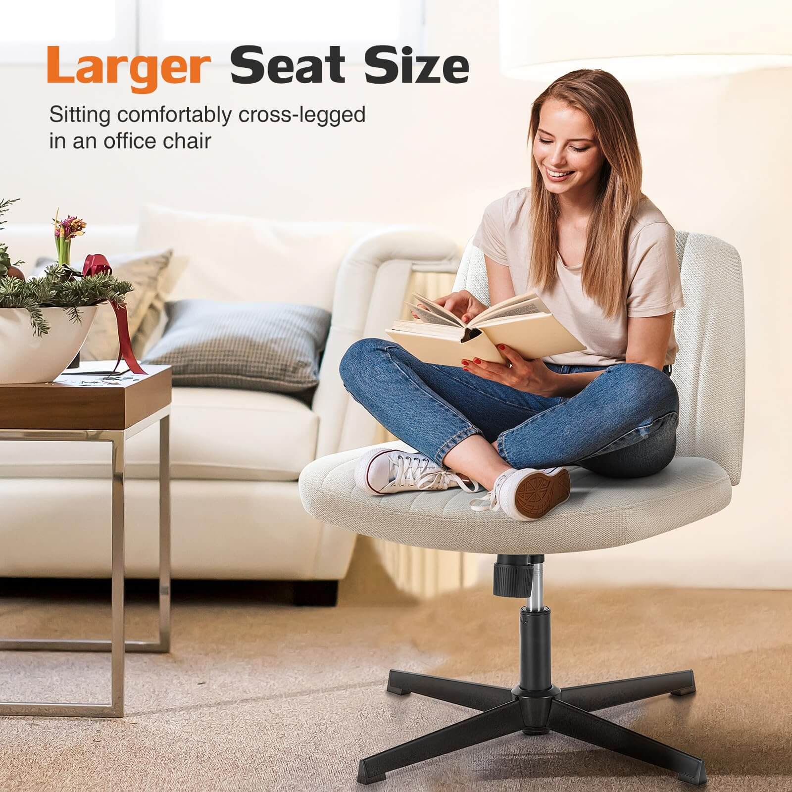 SWEETCRISPY Cross-Legged Chair,No Wheels Armless Swivel Home Office Chair--Best Sellers,Bedroom,Bedroom Chair,Home Office,Home Office Chair,Office,Office chair,Office Chair1