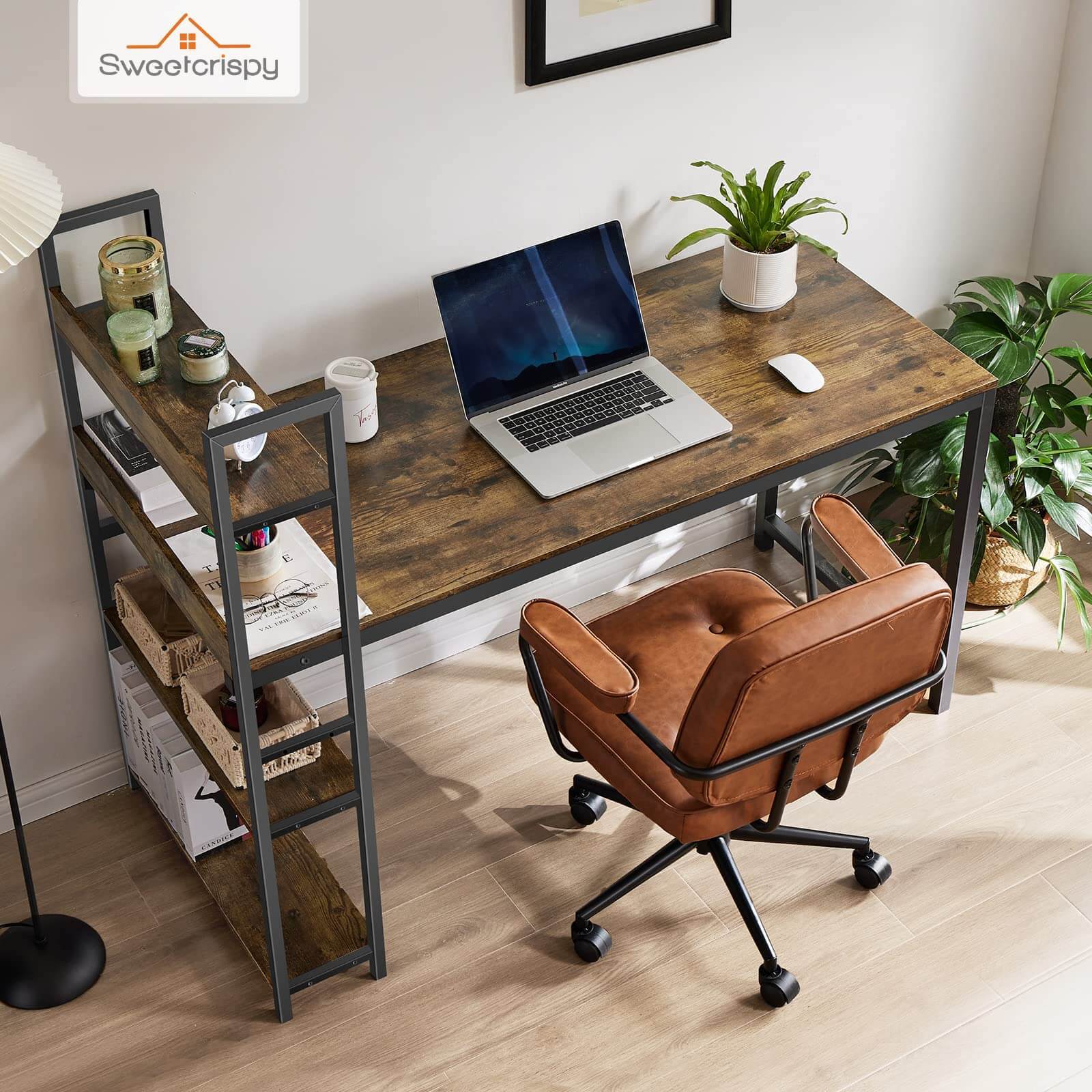 Wood Office Desk with Storage Removable Middle Shelf for Dorm, Student, Gaming--Bedroom,Bedroom Desk,Home Office,Home Office Desk,Office chair