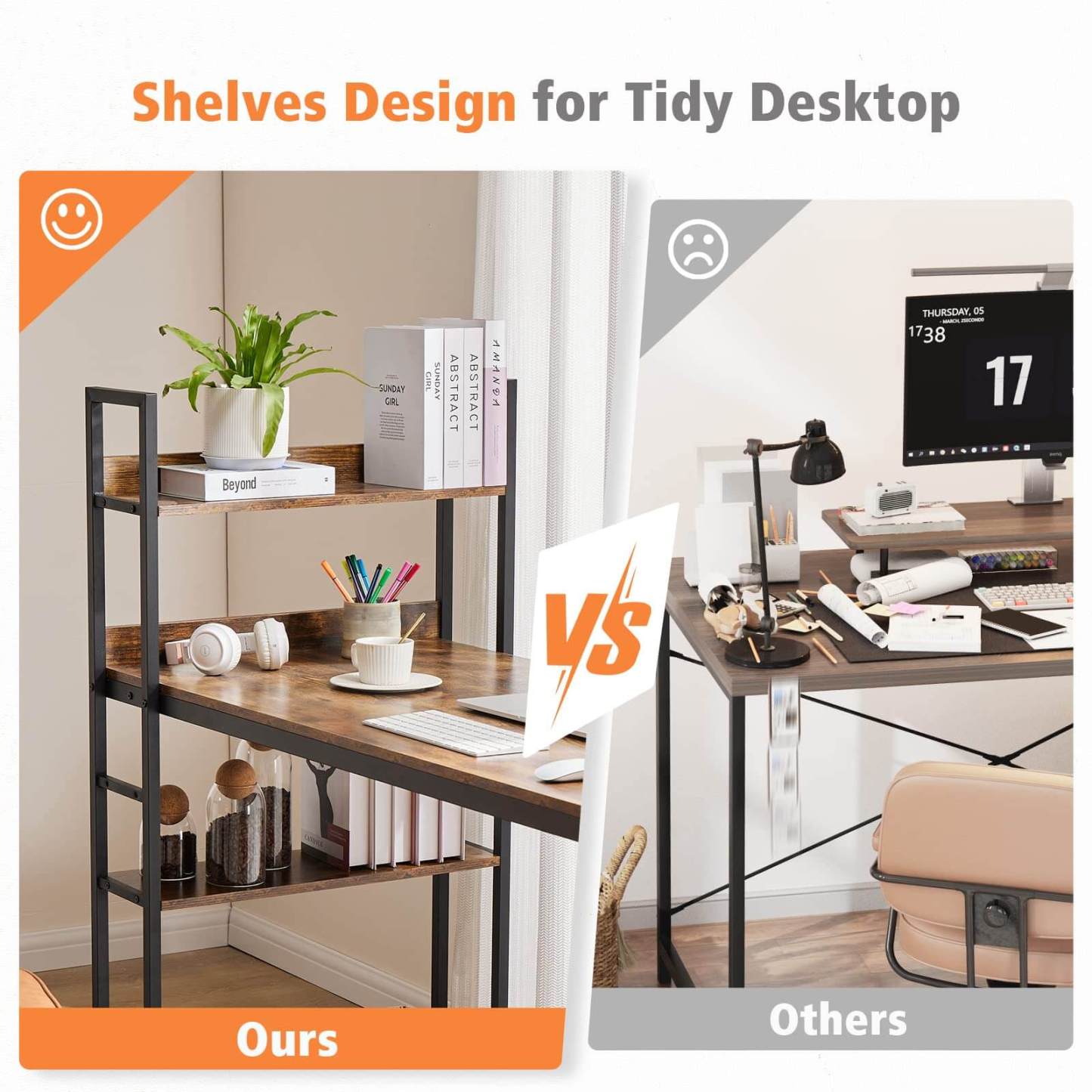 Wood Office Desk with Storage Removable Middle Shelf for Dorm, Student, Gaming--Bedroom,Bedroom Desk,Home Office,Home Office Desk,Office chair