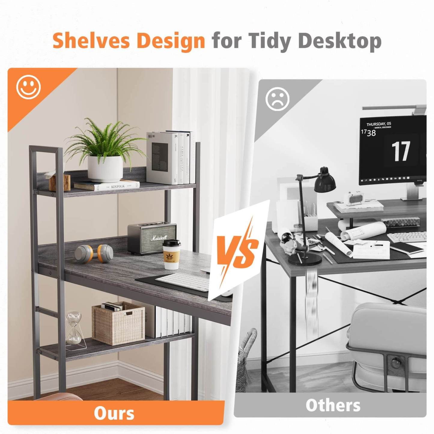 Wood Office Desk with Storage Removable Middle Shelf for Dorm, Student, Gaming--Bedroom,Bedroom Desk,Home Office,Home Office Desk,Office chair