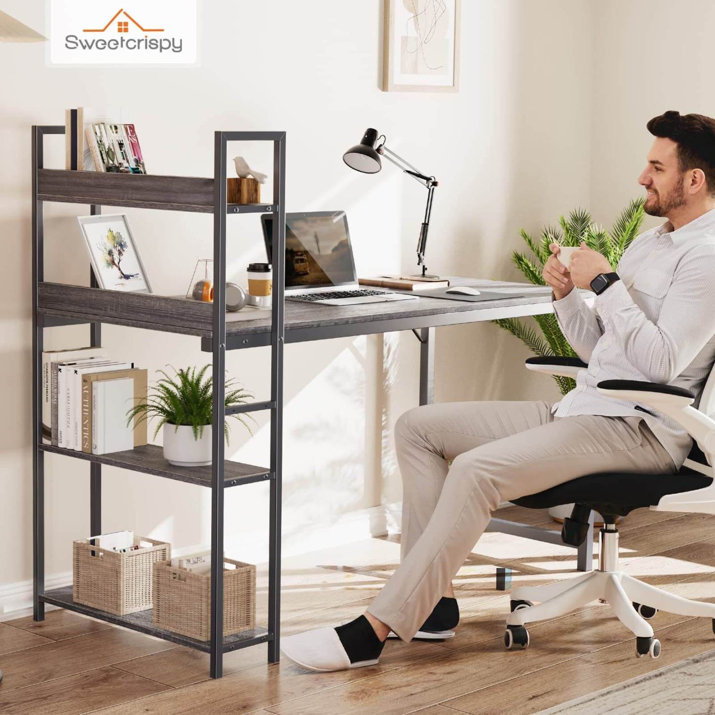 Wood Office Desk with Storage Removable Middle Shelf for Dorm, Student, Gaming--Bedroom,Bedroom Desk,Home Office,Home Office Desk,Office chair
