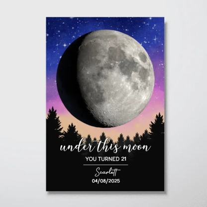 Under This Moon Custom Moon Phase Frame, Birthday Gift, Anniversary Gift, Wedding Gift