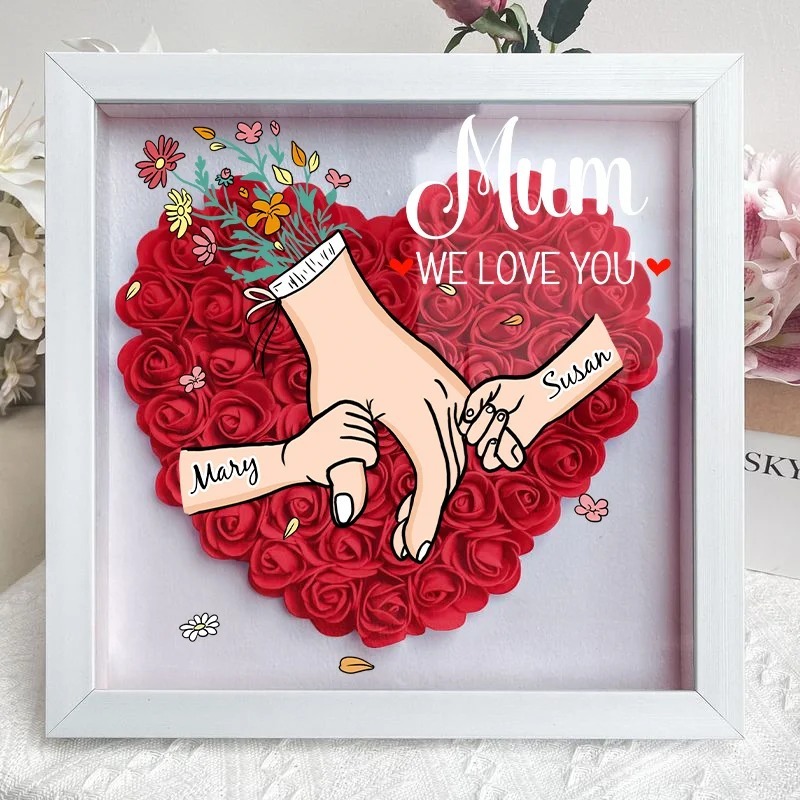 Family Love Blooms Forever - Personalized Flower Shadow Box with LED Light