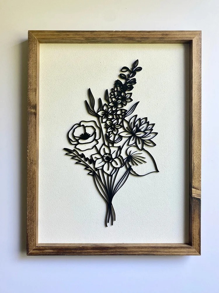 Custom Birth Flower Bouquet Wall Decor Frame