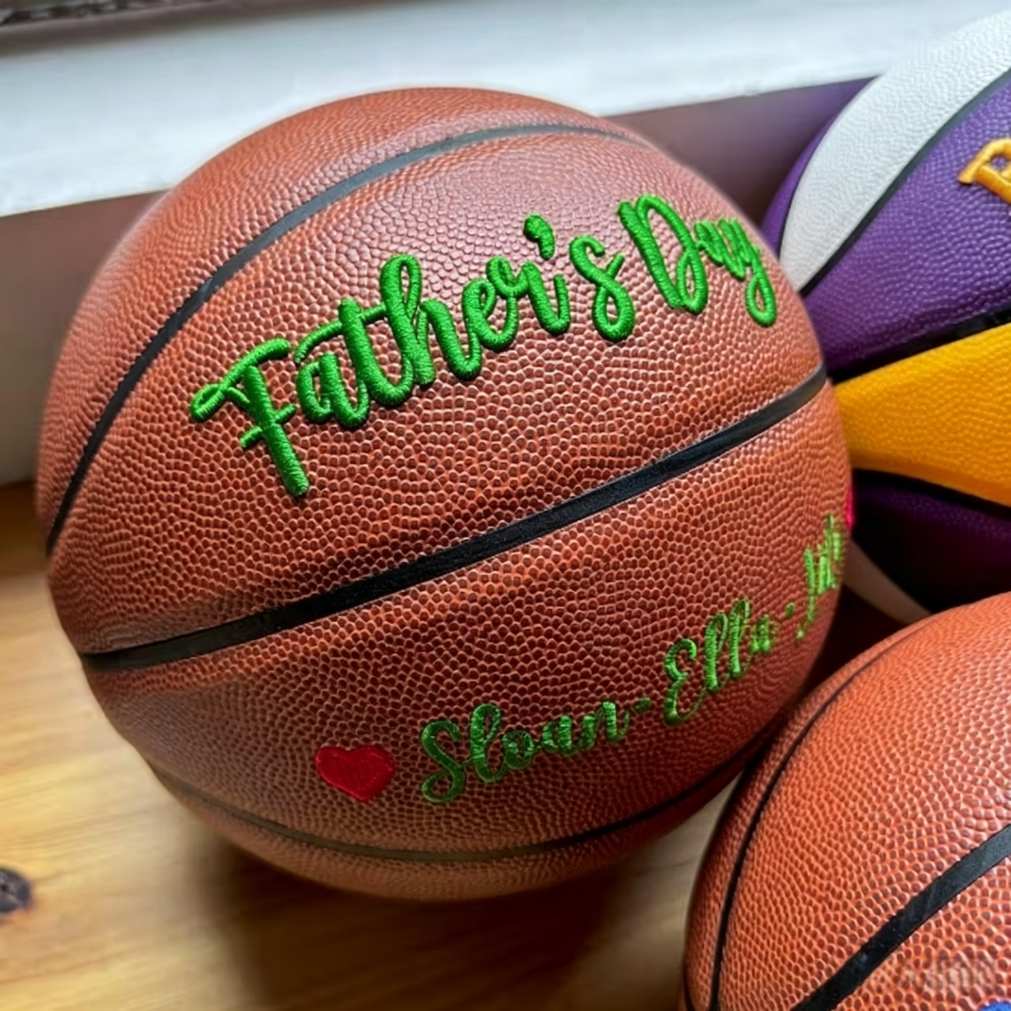 Custom 3D Embroidered Father's Day Basketball, Gift for Mom, Gift for Dad