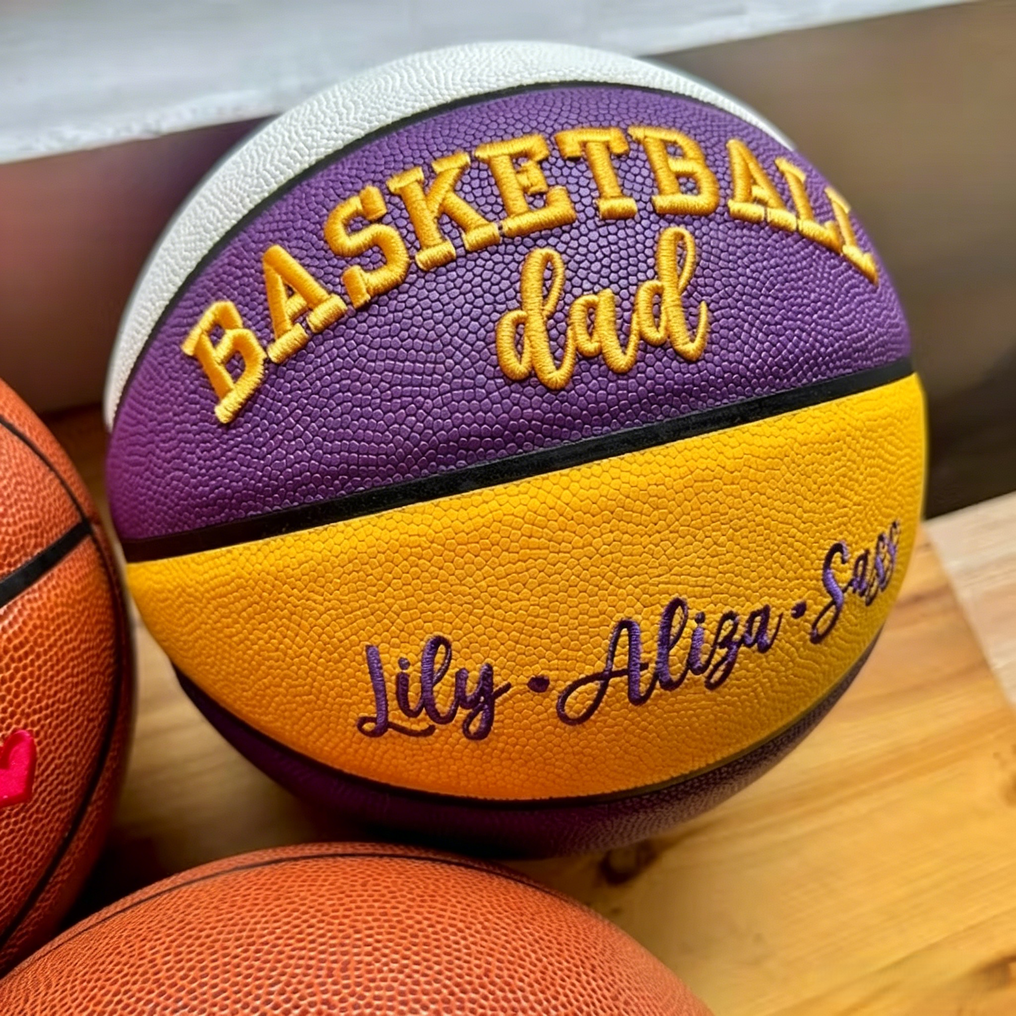 Custom 3D Embroidered Father's Day Basketball, Gift for Mom, Gift for Dad