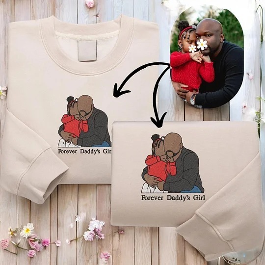 Custom Embroidered Portrait Sweatshirt – Personalized Family Gift for Dad & Mom