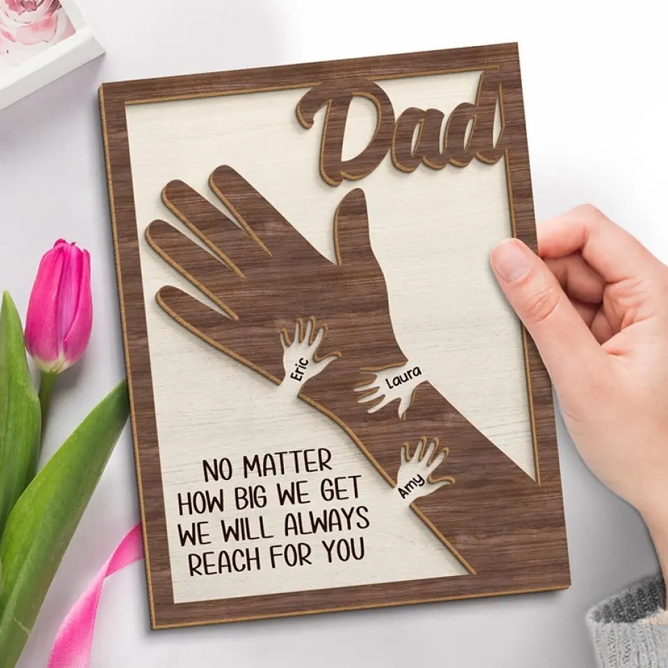Family Personalized Custom 2-Layered Wooden Plaque With Stand - Father's Day, Gift For Dad, Grandpa