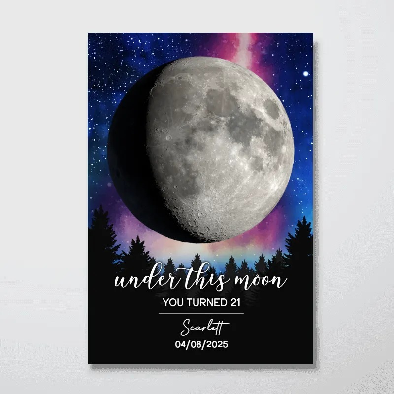 Under This Moon Custom Moon Phase Frame, Birthday Gift, Anniversary Gift, Wedding Gift