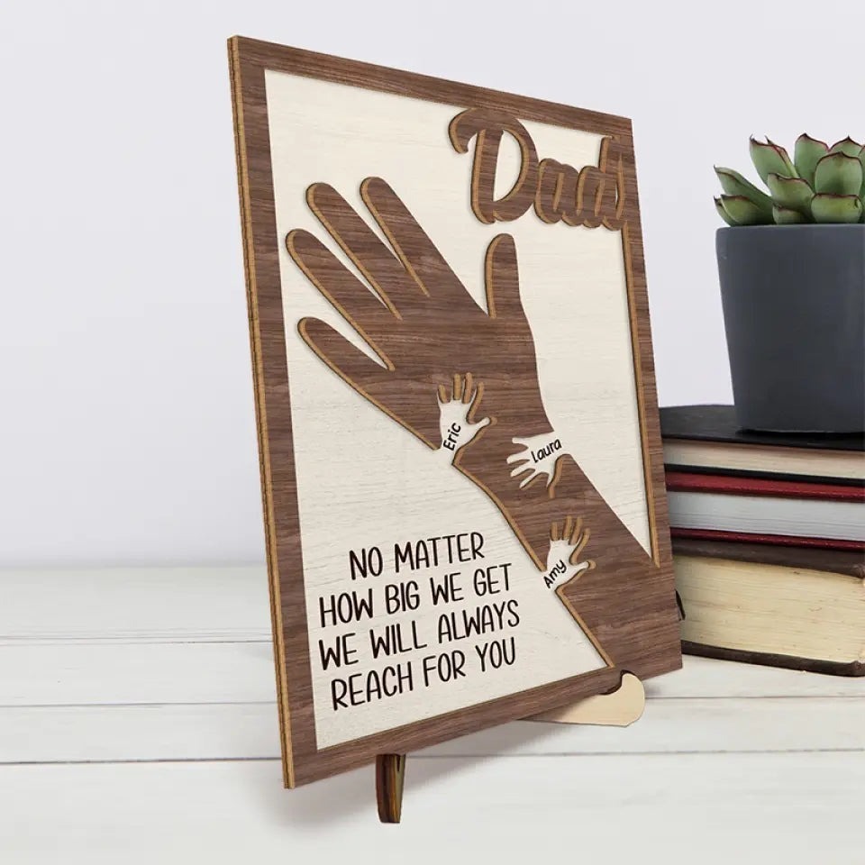 Family Personalized Custom 2-Layered Wooden Plaque With Stand - Father's Day, Gift For Dad, Grandpa