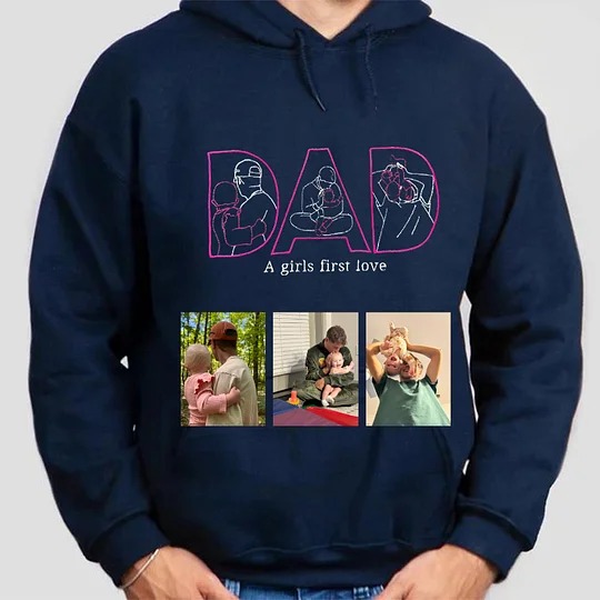 Custom Photo Embroidered "DAD" Sweatshirt, Hoodie, T-Shirt