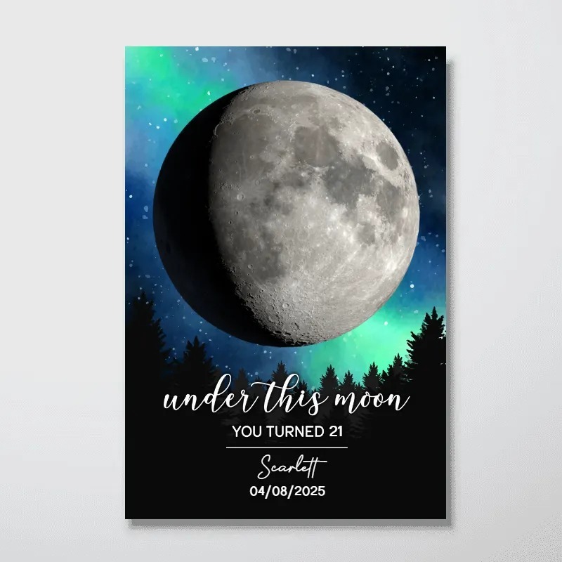 Under This Moon Custom Moon Phase Frame, Birthday Gift, Anniversary Gift, Wedding Gift