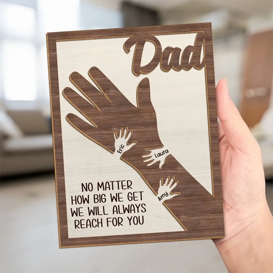 Family Personalized Custom 2-Layered Wooden Plaque With Stand - Father's Day, Gift For Dad, Grandpa