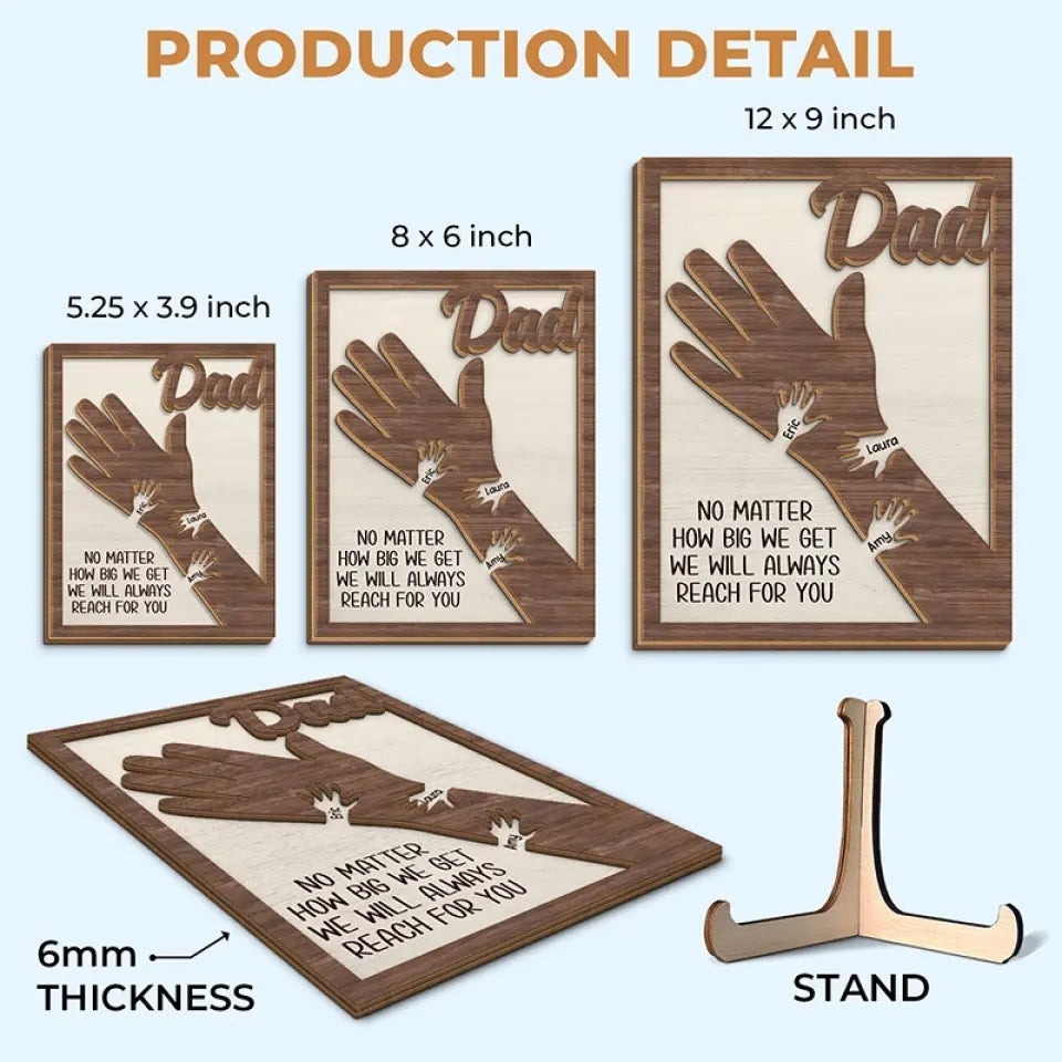 Family Personalized Custom 2-Layered Wooden Plaque With Stand - Father's Day, Gift For Dad, Grandpa