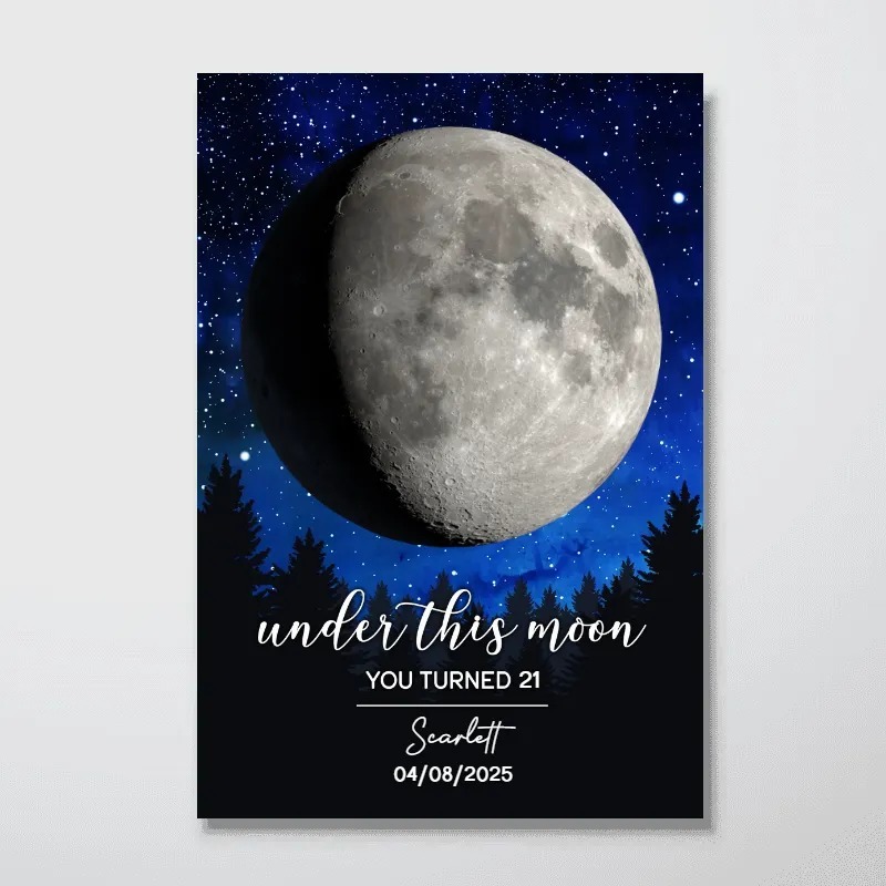 Under This Moon Custom Moon Phase Frame, Birthday Gift, Anniversary Gift, Wedding Gift